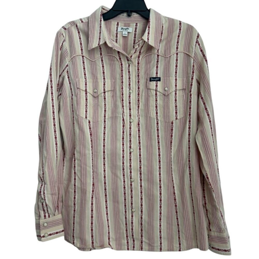 NWOT Wrangler Women's Retro Stripe Western Snap Shirt Size Large - Picture 2 of 6